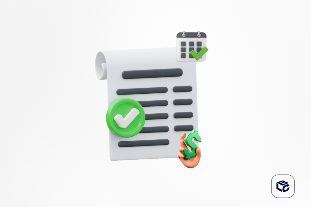 Documento financeiro aprovado com símbolo de dólar verde